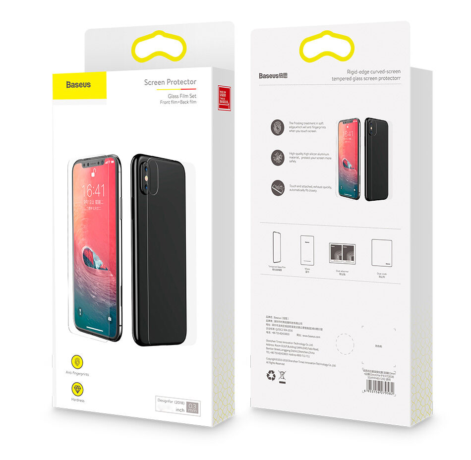 BASEUS kaljeno steklo za sprednjo in zadnjo stran za iPhone XS Max
