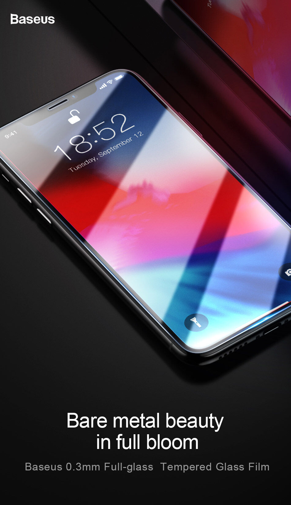 BASEUS kaljeno steklo za iPhone XS Max - jasno