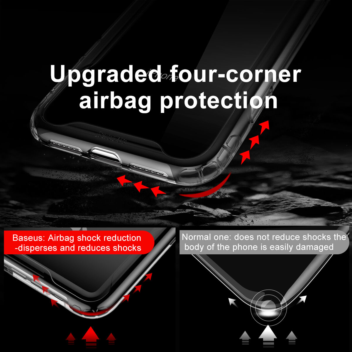 BASEUS Armor prozorna prevleka z okvirjem za iPhone XR - črna