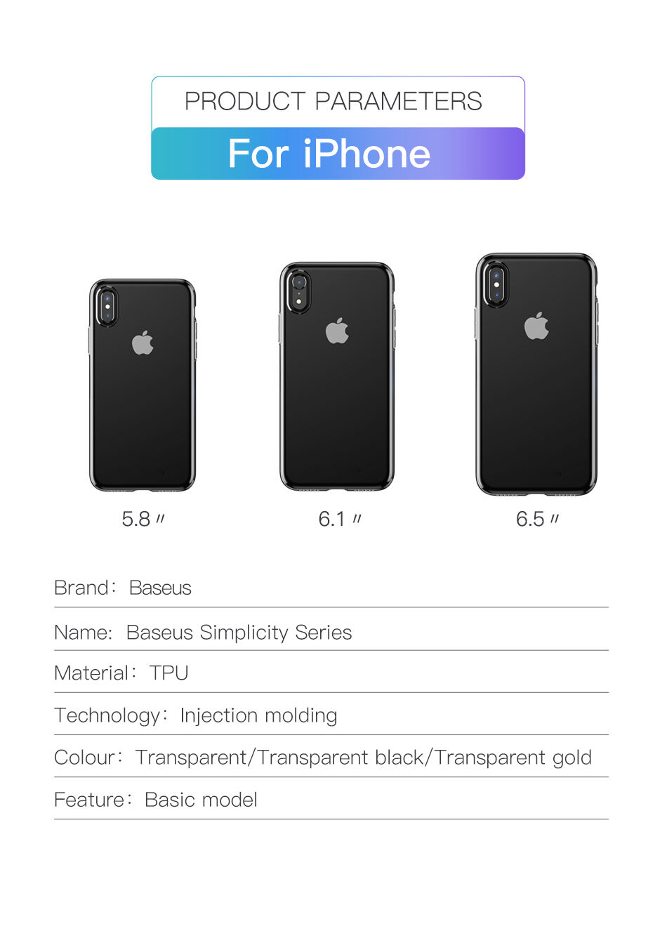 Zaščita BASEUS Simplicity za iPhone XR - zlato