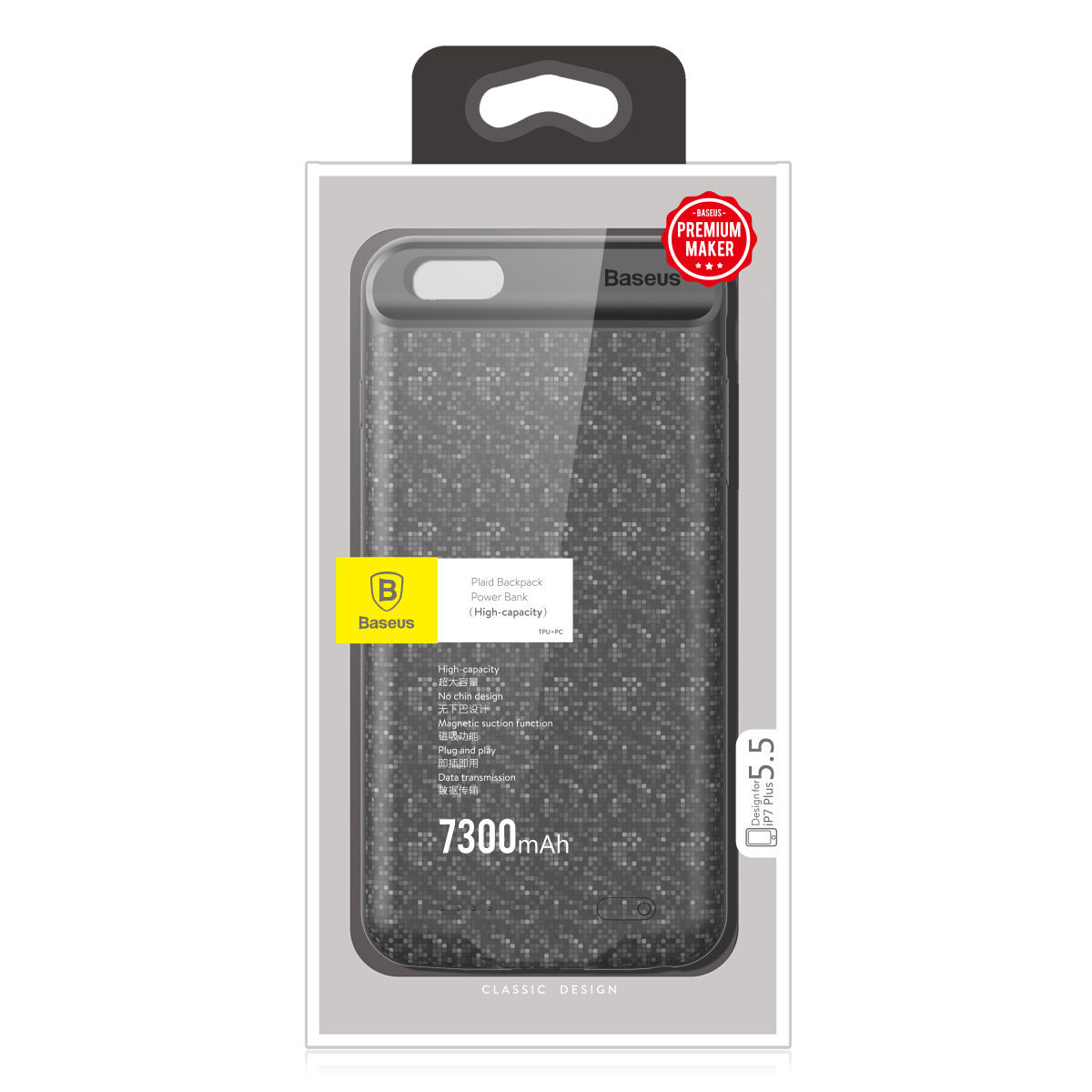 BASEUS pokrov baterije 7300mAh za 6 Plus / 6S Plus - rdeče