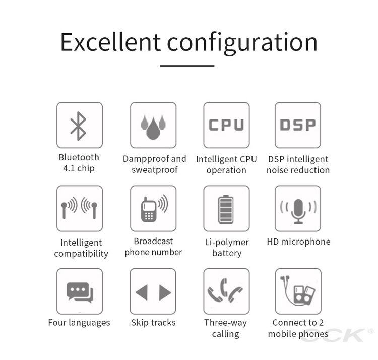 Brezžične Bluetooth slušalke CCK za Apple iPhone - blá