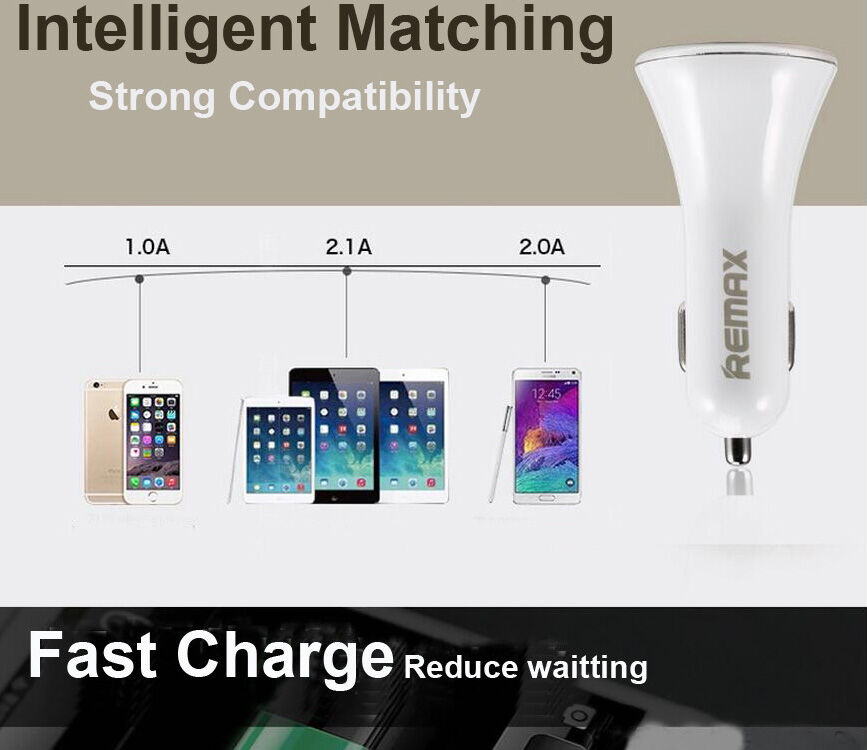 Avtomobilski polnilec REMAX s tremi vrati za Apple iPhone / iPad / iPod - bela