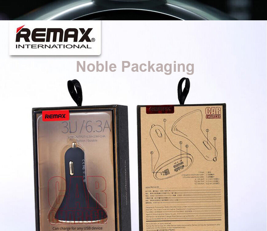 Avtomobilski polnilec REMAX s tremi vrati za Apple iPhone / iPad / iPod - črna
