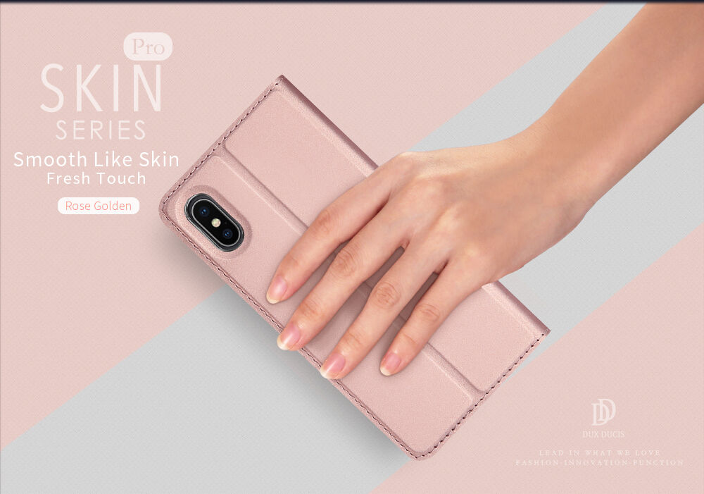 Kovček DUX DUCIS s predali za stojala in dokumente za Apple iPhone XS - temno modra
