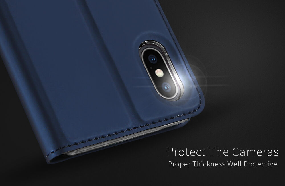Kovček DUX DUCIS s predali za stojala in dokumente za Apple iPhone XS - temno modra