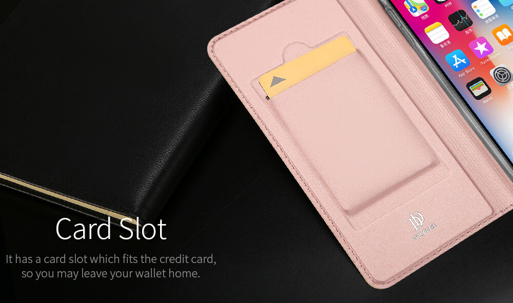 Kovček DUX DUCIS s predali za stojala in dokumente za Apple iPhone XS - temno modra