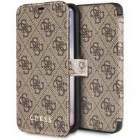Guess flip etui iz umetnega usnja z logotipom za iPhone X / XS - rjava