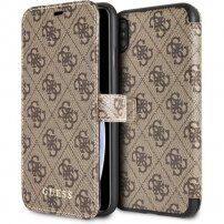 Guess flip etui iz umetnega usnja z logotipom za iPhone XS Max - rjava