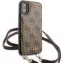 Guess 4G etui s trakom za čez ramo za iPhone X / XS - rjava