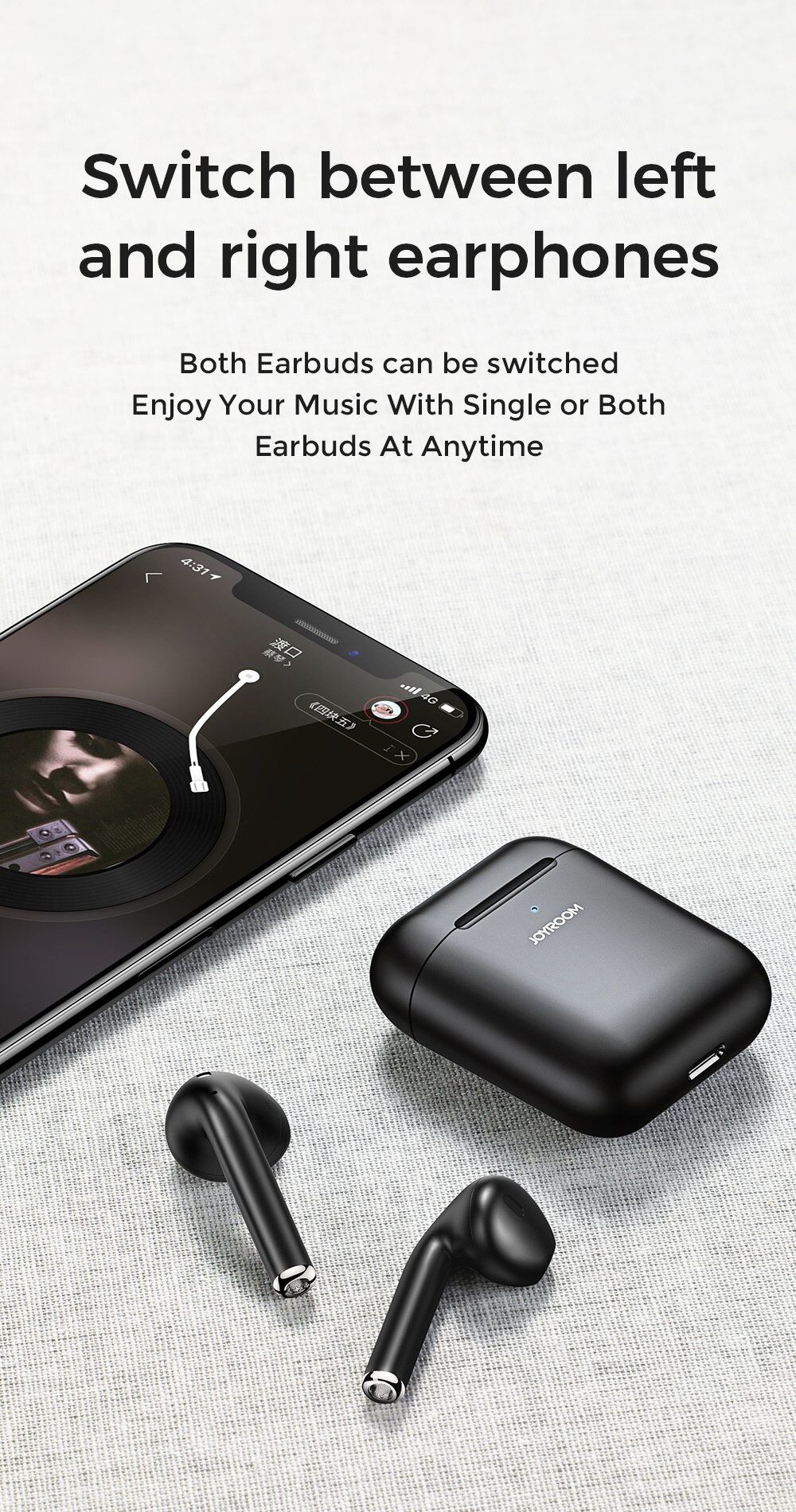 Brezžične slušalke z brezžičnim polnjenjem za Apple naprava - črna