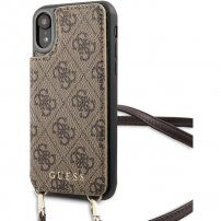 Guess 4G flip etui s trakom za iPhone XR - rjava