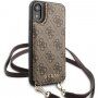 Guess 4G flip etui s trakom za iPhone XR - rjava