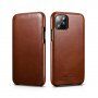Icarer usnjeni flip etui za iPhone 11 Pro - kakavovo rjava