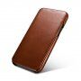 Icarer usnjeni flip etui za iPhone 11 Pro - kakavovo rjava