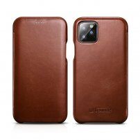 Icarer usnjeni flip etui za iPhone 11 Pro Max - kakavovo rjava