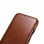 Icarer usnjeni flip etui za iPhone 11 Pro Max - kakavovo rjava