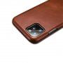 Icarer usnjeni flip etui za iPhone 11 Pro Max - kakavovo rjava
