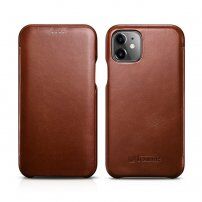 Icarer usnjeni flip etui za iPhone 11 - kakavovo rjava