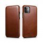 Icarer usnjeni flip etui za iPhone 11 - kakavovo rjava