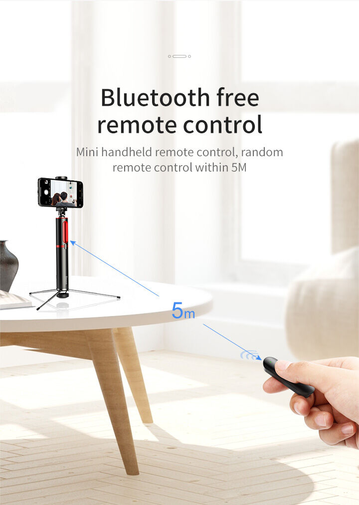 Baseus bluetooth teleskopska aluminijasta selfie palica s trinožnikom - rdeče