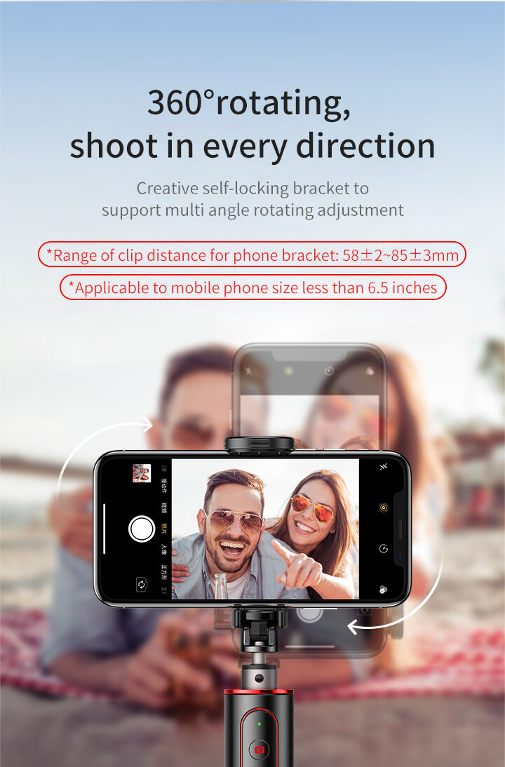 Baseus bluetooth teleskopska aluminijasta selfie palica s trinožnikom - rdeče