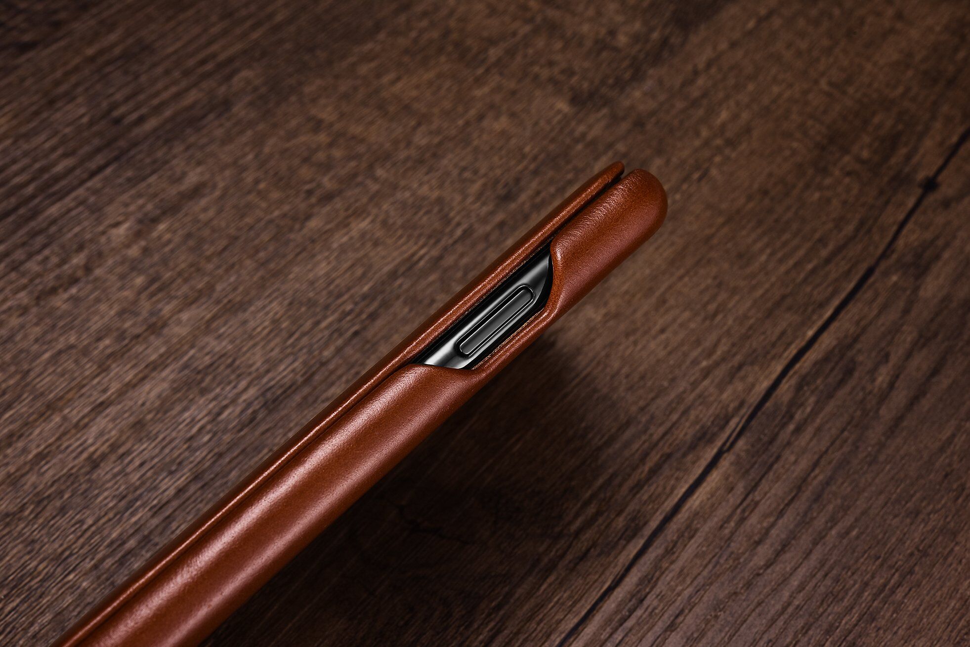 Icarer usnjeni flip etui za iPhone 11 Pro Max - kakavovo rjava