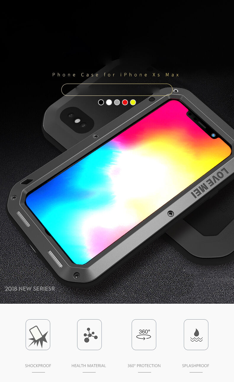 Love Mei super trpežen etui proti udarcem/vodi/prahu za iPhone XS Max - črna