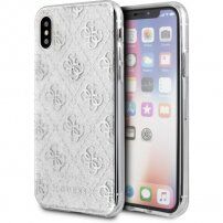Guess 4G Solid Glitter bleščeč ovitek za iPhone X / XS - srebro