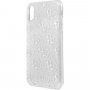 Guess 4G Solid Glitter bleščeč ovitek za iPhone X / XS - srebro