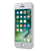 Utrjen pokrov za celoten obod telefona, vključno z zaščitnim steklom za iPhone SE (2016) / 5S / 5 - srebro