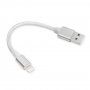 Pleten podatkovni in polnilni kabel USB-A 2.0 / Lightning za iPhone / iPad / iPod / AirPods - 13 cm - srebro
