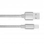 Pleten podatkovni in polnilni kabel USB-A 2.0 / Lightning za iPhone / iPad / iPod / AirPods - 13 cm - srebro