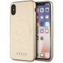Guess Saffiano ovitek z logotipom za iPhone X / XS - zlati