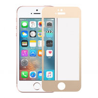 Kaljeno 3D steklo na celotnem obodu telefona za iPhone SE (2016) / 5S / 5 - 0,3 mm - zlato