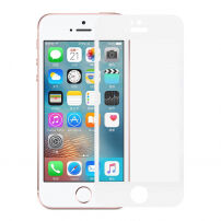 Kaljeno 3D steklo na celotnem obodu telefona za iPhone SE (2016) / 5S / 5 - 0,3 mm - bela