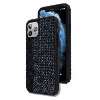 Ovitek s tekstilno odbojno površino in z okvirjem, ki se sveti v temi za iPhone 11 Pro Max - črna