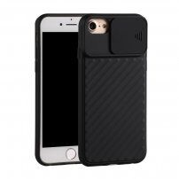 Ovitek z drsnim pokrovom objektiva kamere za iPhone 6 Plus / 6 Plus / 7 Plus / 8 Plus - črna