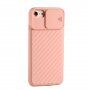 Ovitek z drsnim pokrovom objektiva kamere za iPhone 6 / 6S / 7 / 8 / SE (2020/2022) - lososova