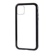 Etui za celoten telefon iz kaljenega stekla s kovinskim okvirjem za iPhone 11 Pro - črna