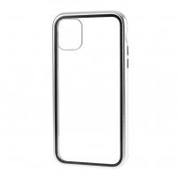 Etui za celoten telefon iz kaljenega stekla s kovinskim okvirjem za iPhone 11 Pro - srebro