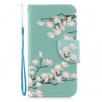 Flip etui belih cvetov za iPhone 7/8/SE (2020) - modro