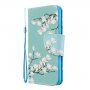 Flip etui belih cvetov za iPhone 7/8/SE (2020) - modro