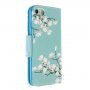 Flip etui belih cvetov za iPhone 7/8/SE (2020) - modro