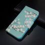 Flip etui belih cvetov za iPhone 7/8/SE (2020) - modro