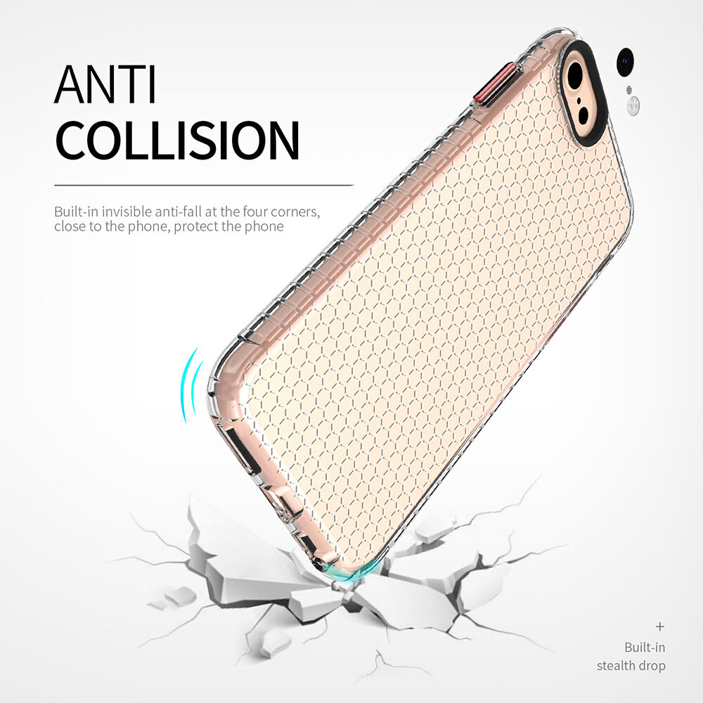 Prozoren ovitek s strukturo čebeljega satja za iPhone 6 / 6S / 7/8 - črna