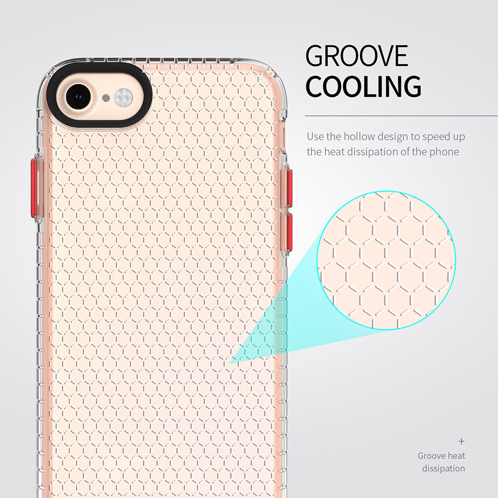 Prozoren ovitek s strukturo čebeljega satja za iPhone 6 / 6S / 7/8 - črna