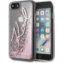 Karl Lagerfeld Signature Glitter ovitek za iPhone 7/8/SE (2020) - roza-zlato
