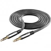 Cellularline Unique Design audio kabel z dvema priključkoma 3,5 mm jack za iPhone / iPad / iPod - črna