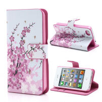 Magnetno etui / ovitek s stojalom in reže za kartice Apple iPhone 4 / 4S - roza